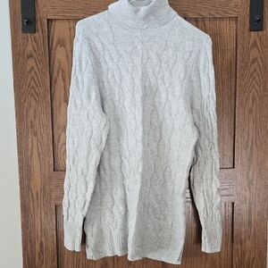 croft & barrow Light Gray Cable Turtleneck Sweater